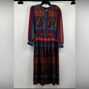 Vintage 80s 90s Lady Carol of New York Paisley Dress USA Measurements